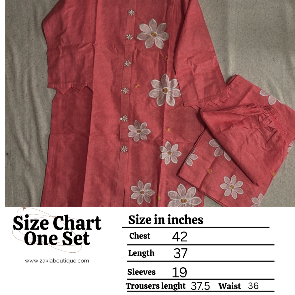 Floral 2pc coord asian set, cotton