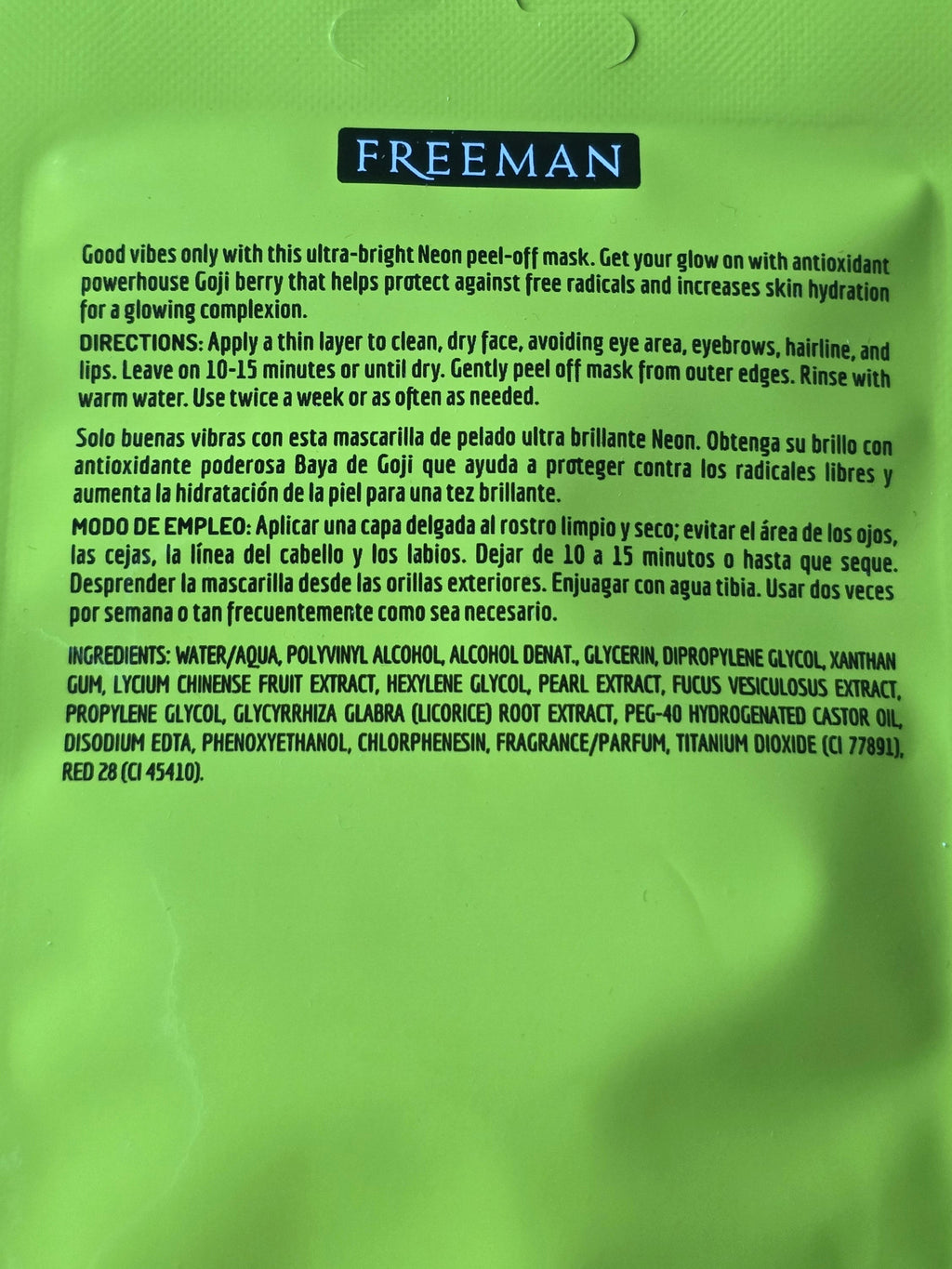 Freeman NEON VIBES Peel off mask