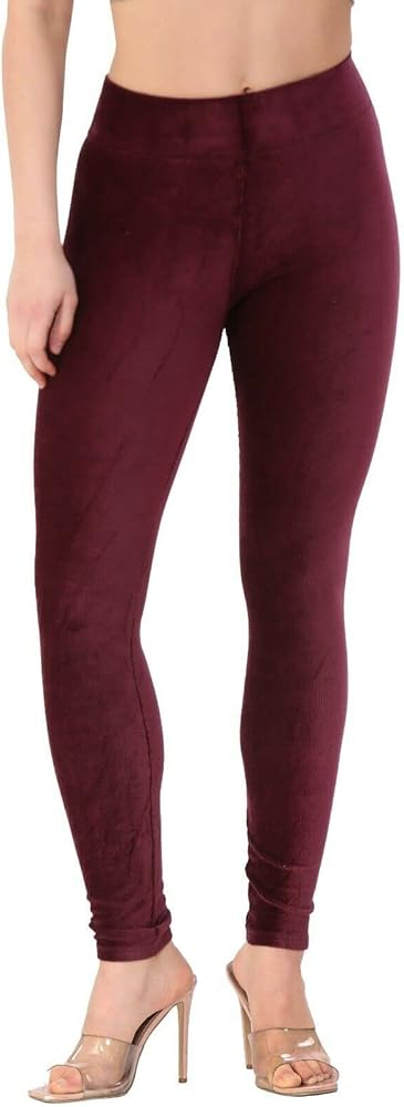 High waisted Burgundy Suede Leggings