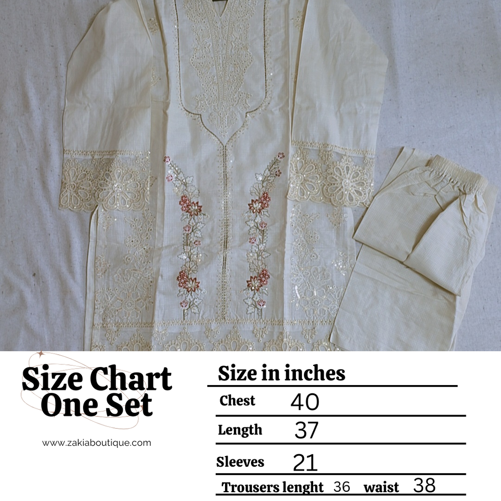 Elegant embroidered 2pc asian set, cotton