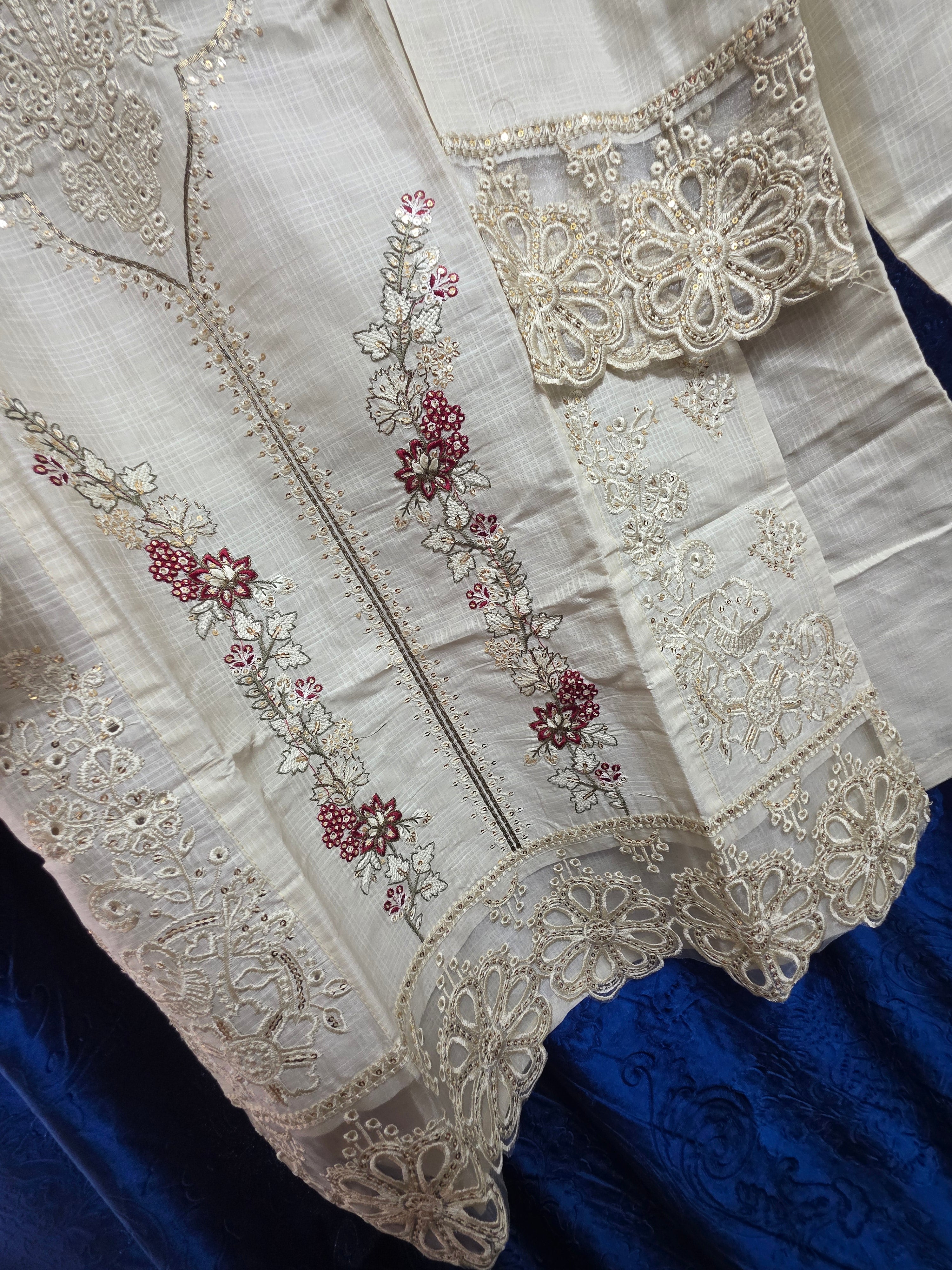 Elegant embroidered 2pc asian set, cotton