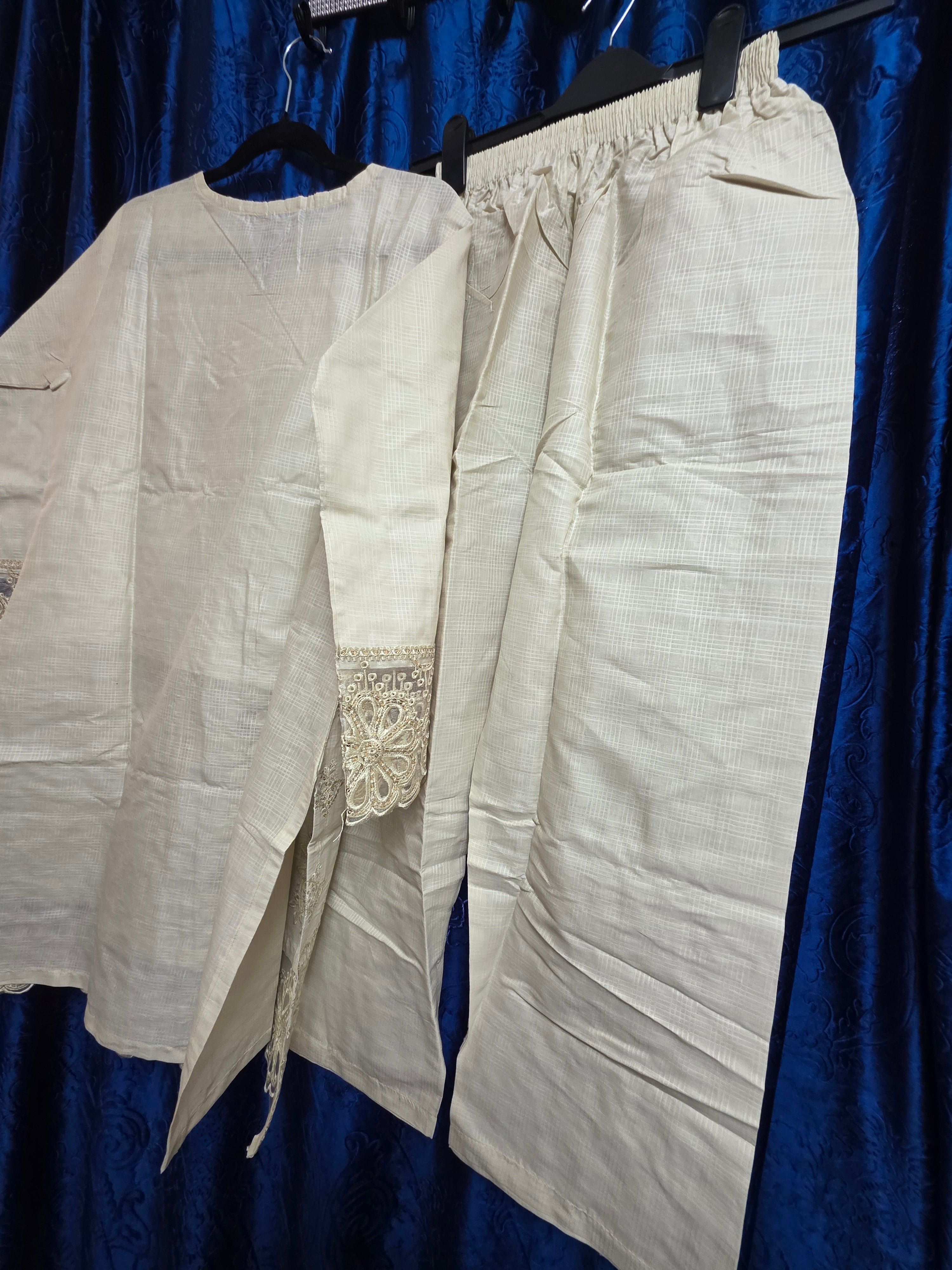 Elegant embroidered 2pc asian set, cotton