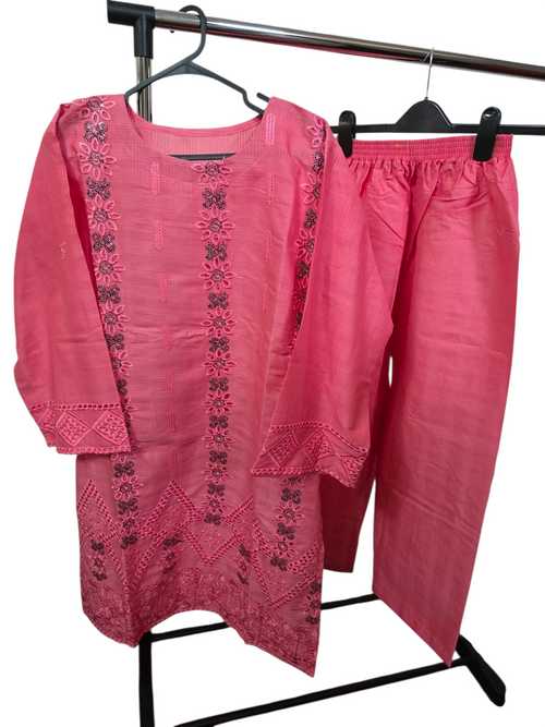 2pc embroidery coord set, cotton