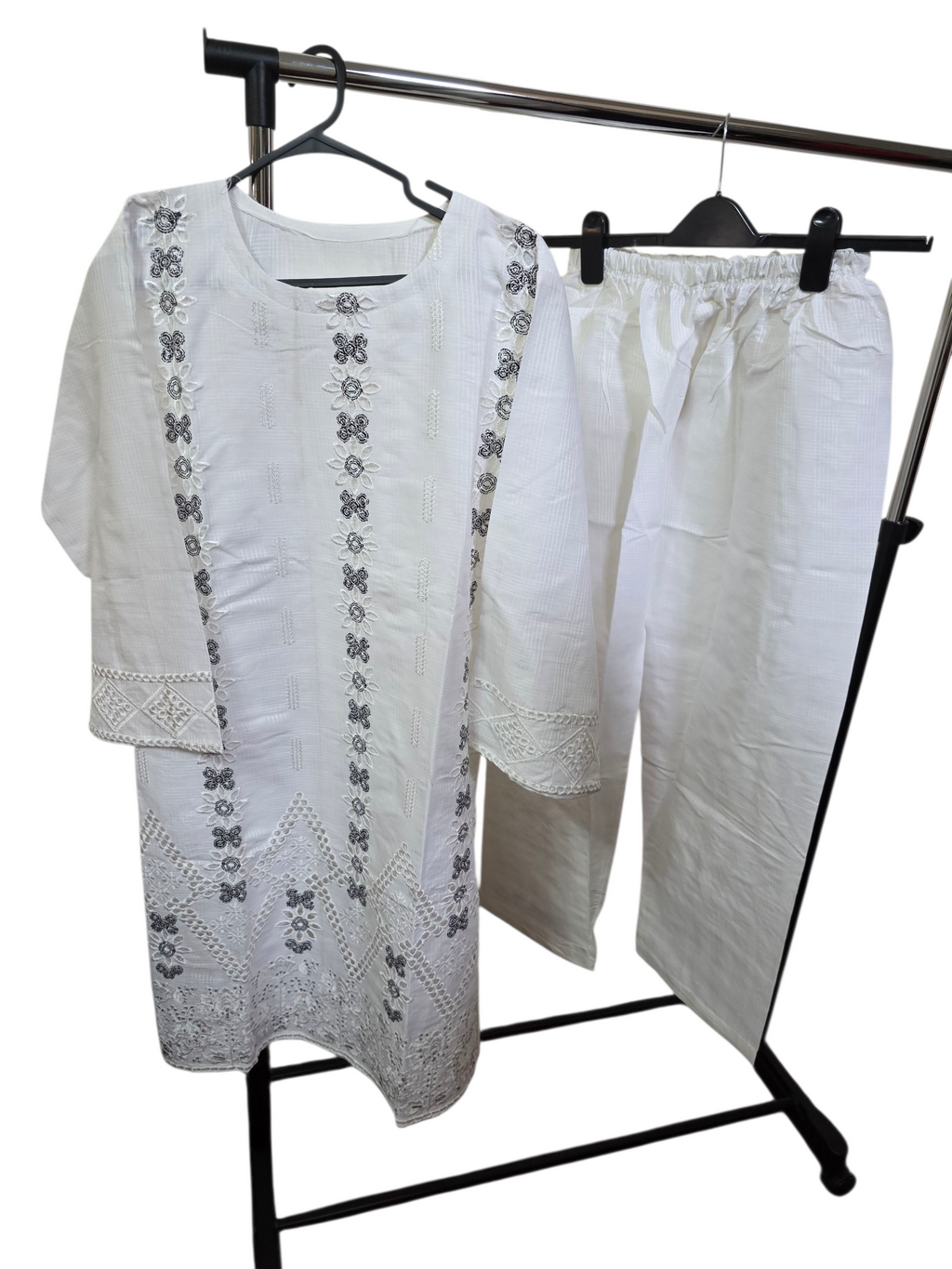 2pc embroidery coord set, cotton