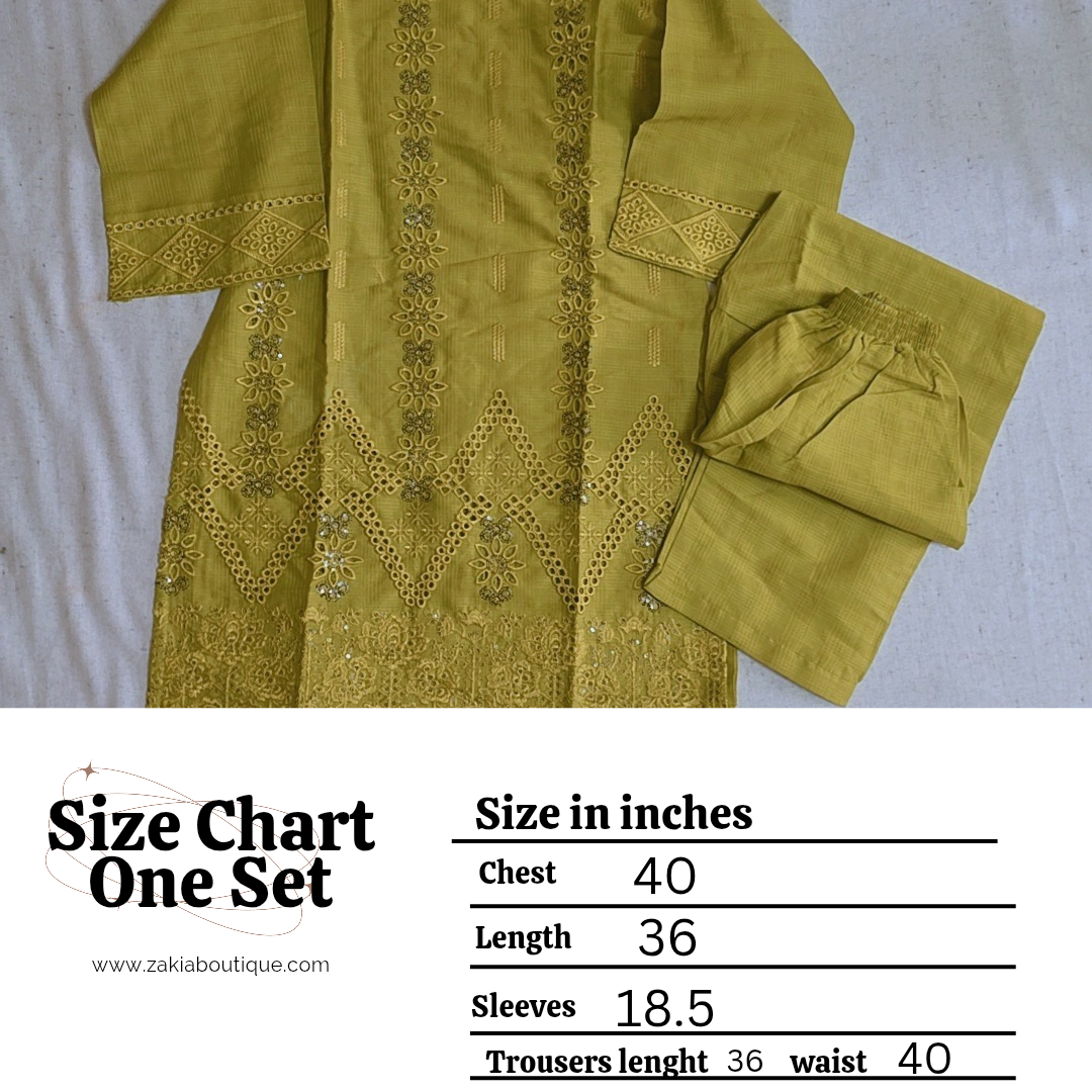 2pc embroidery coord set, cotton