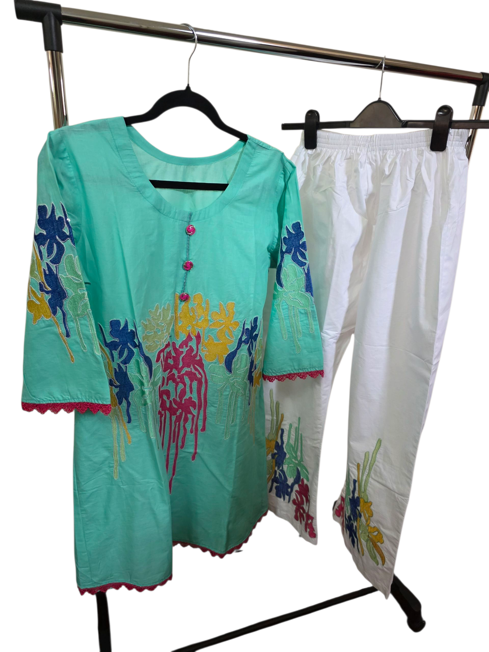 2pc coord frock style Kurti set, cotton